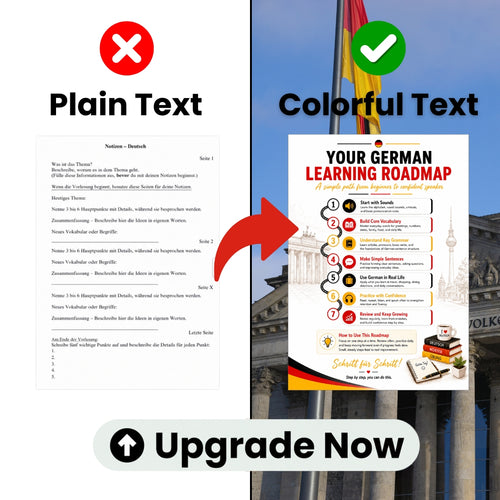 Upgrade To 1000+ Colorful German Student Notes [One Time Offer]